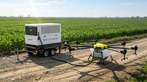 บล็อกบริษัทล่าสุดเกี่ยวกับ Mobile EV Charger vs Diesel Generator for Remote Drone Operations